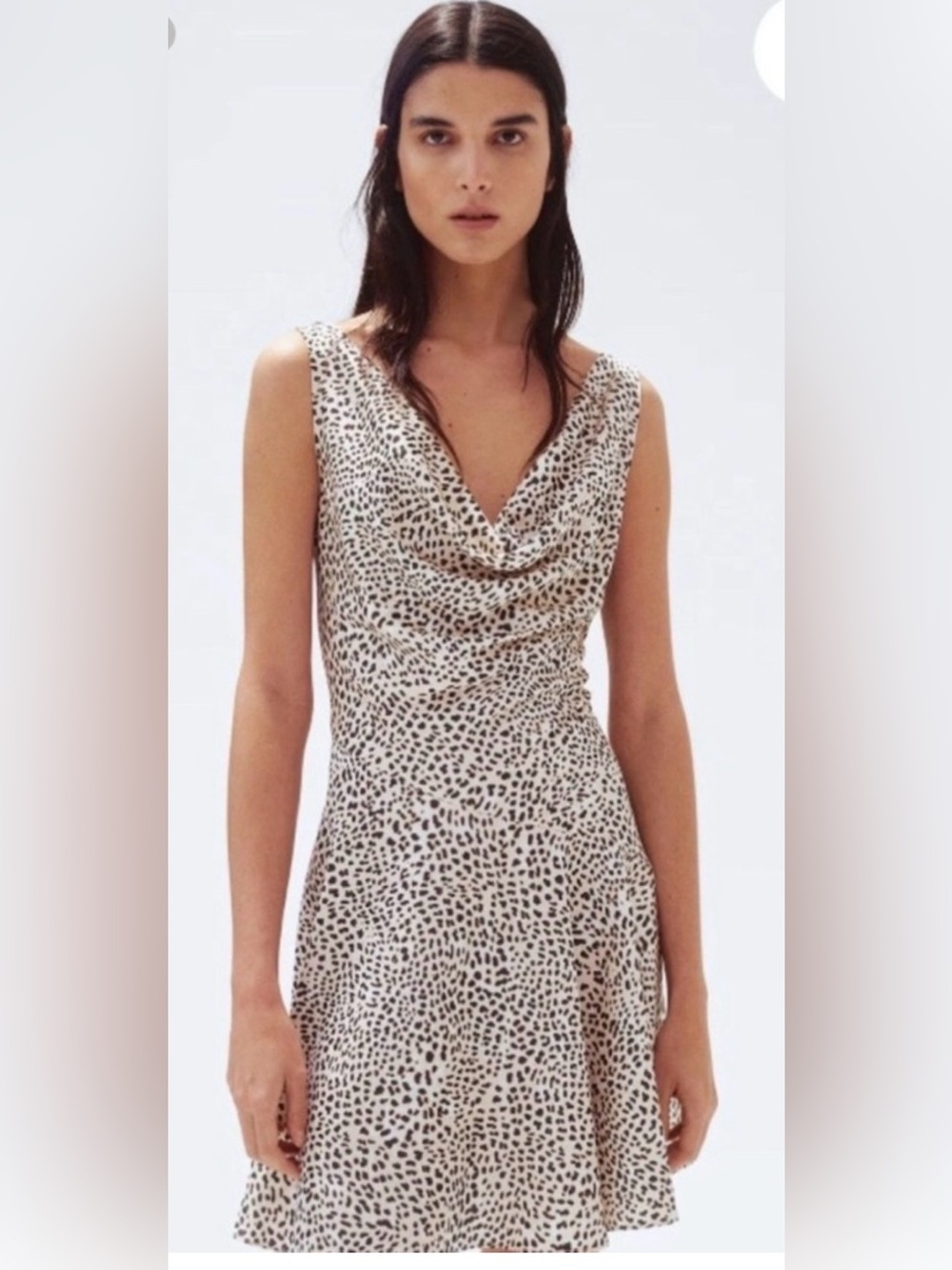 H&M Cowl-Neck Dress - Light beige/leopard print NWT